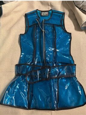 Lip Service Drastik Plastik Shiny Blue PVC Rare Dress with Belt